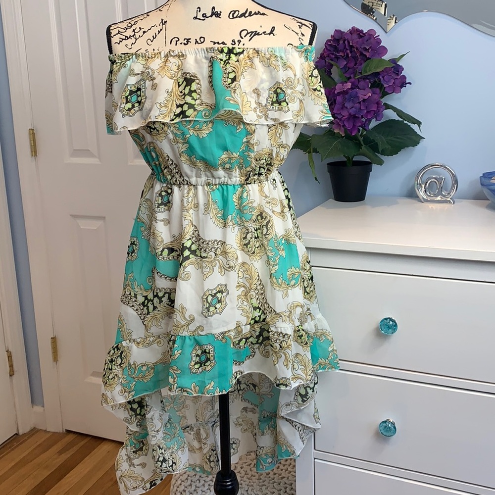 Ali & Kris Strapless High Low Ruffle Mini Dress NWT